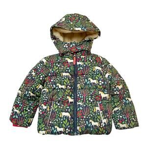 Mini Boden Cosy Padded Fleece Lined Unicorn Jacket Size 3/4